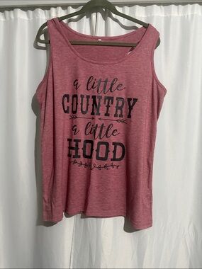 Source Unknown Pink Graphic Tank Top - 'a little COUNTRY a little HOOD'